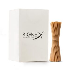 Bionex - Premium Biodegradable Sugarcane Drink Straws, USDA BioPreferred, 8" length, Unwrapped, case count 300, 500, 1,000 , 2,000