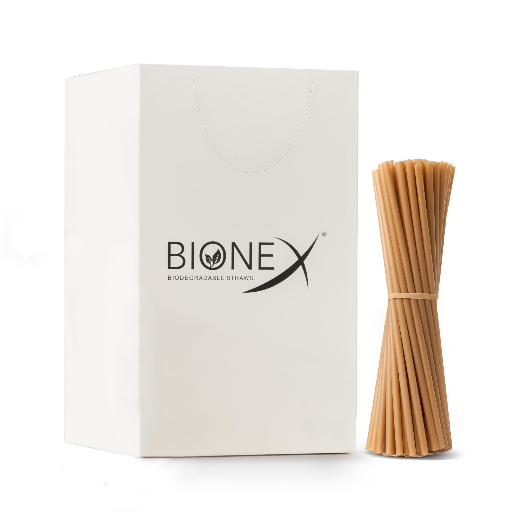 Bionex - Premium Biodegradable Sugarcane Drink Straws, USDA BioPreferred, 8" length, Unwrapped, case count 300, 500, 1,000 , 2,000